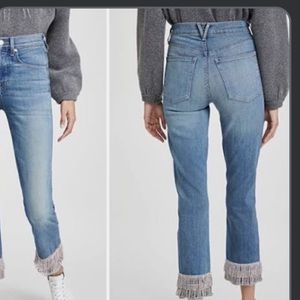 VERONICA BEARD NWT JEANS WITH RHINESTONE FRINGE